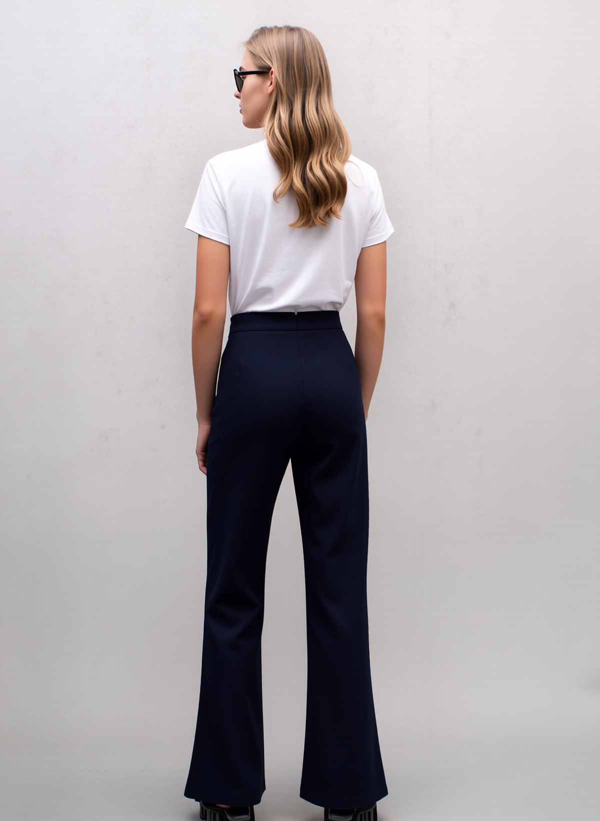Navy Ribbed Elasticated Trouser