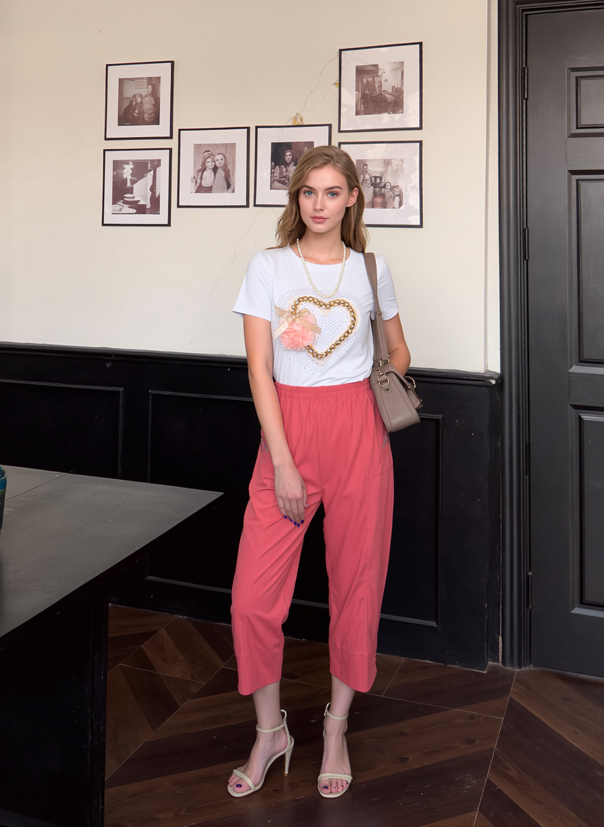 Coral Cropped Cotton Trouser