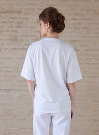 White Embroidered Neck Detail Casual Short Sleeve Top