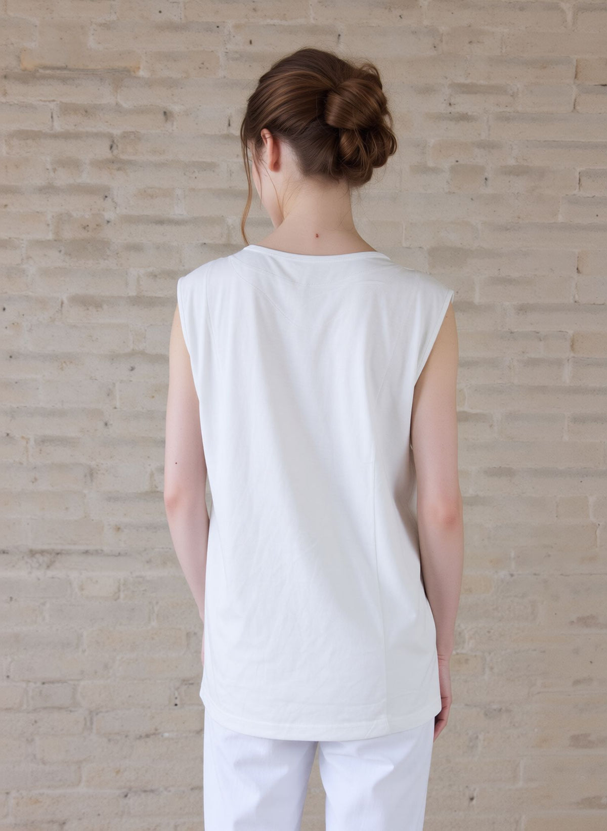White Embroidered Sleeveless Top Relaxed Fit Casual Summer Blouse