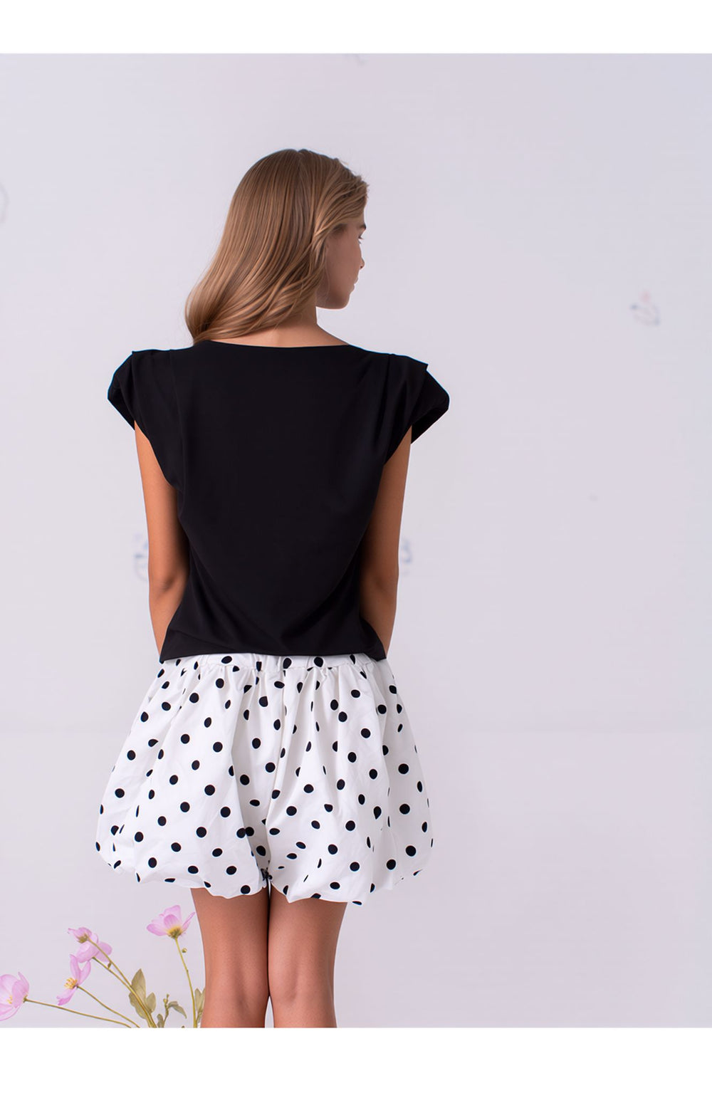 White Polka Dot Bubble Skort Shorts