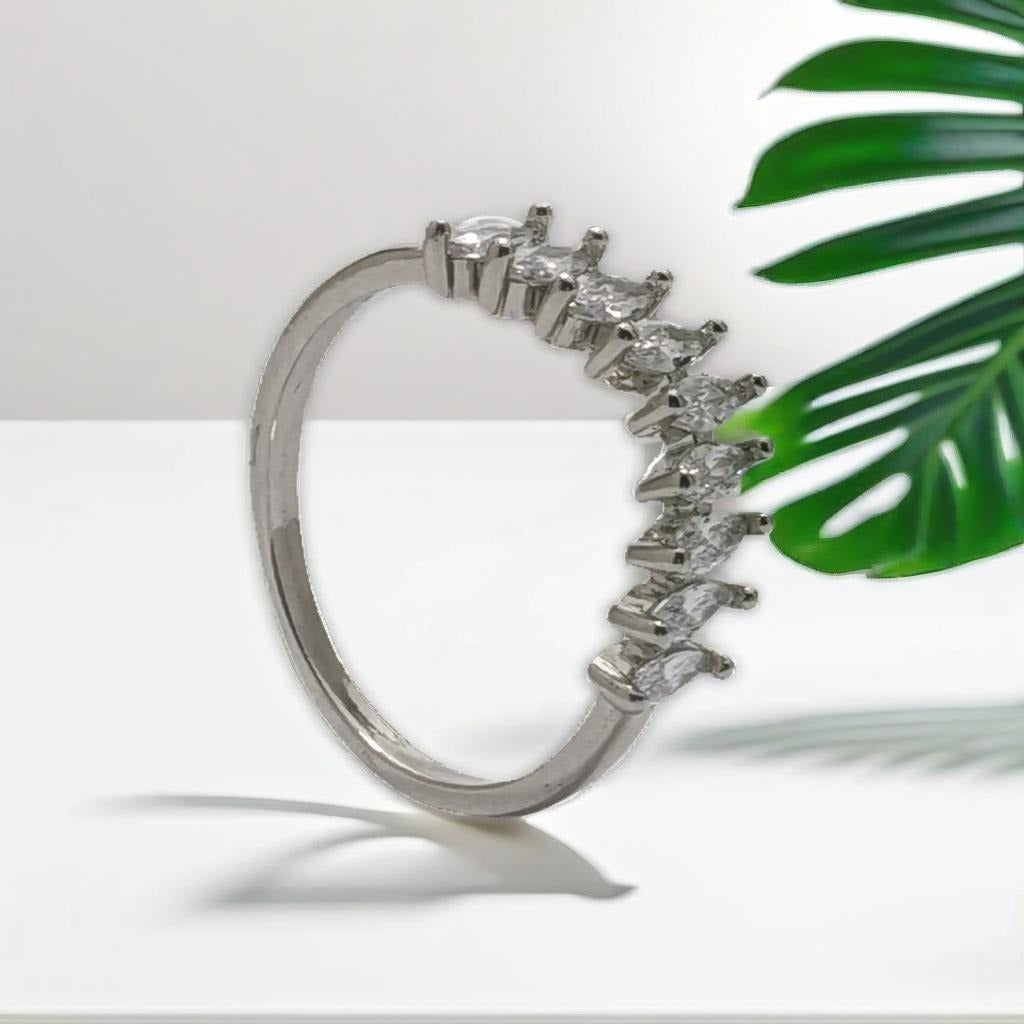 Silver Stainless Steel Marquise CZ Ring - Delicate & Sparkly