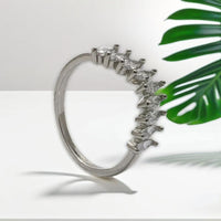 Silver Stainless Steel Marquise CZ Ring - Delicate & Sparkly