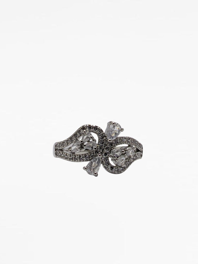 Silver Tone Stainless Steel Cubic Zirconia Ring