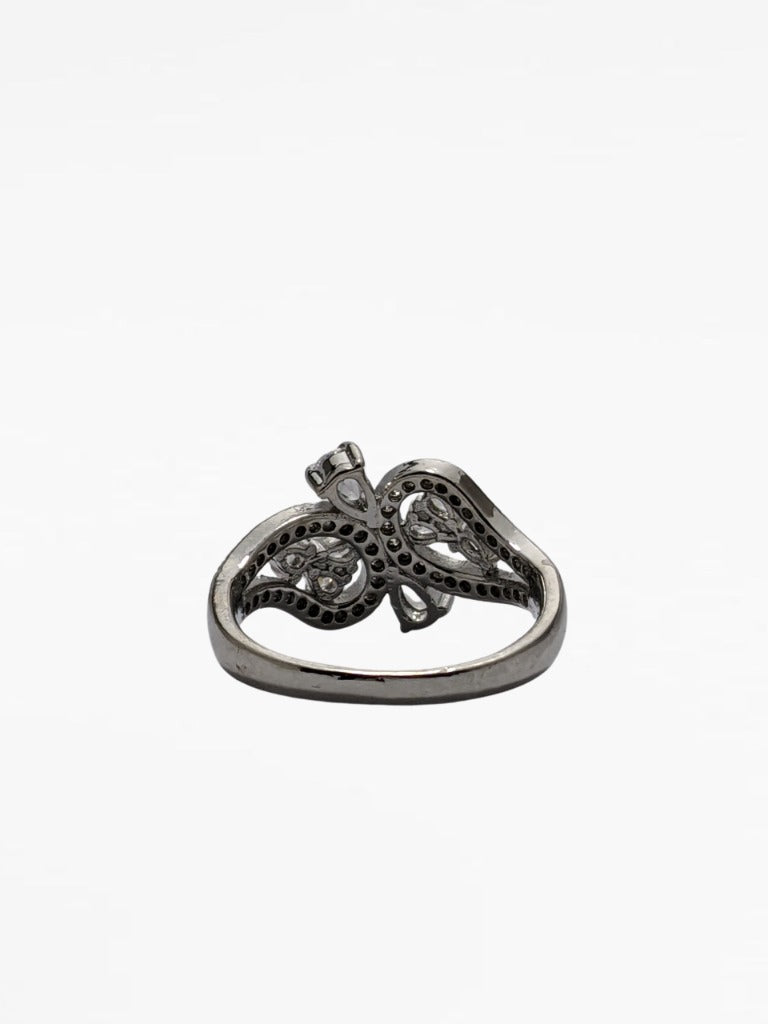 Silver Tone Stainless Steel Cubic Zirconia Ring