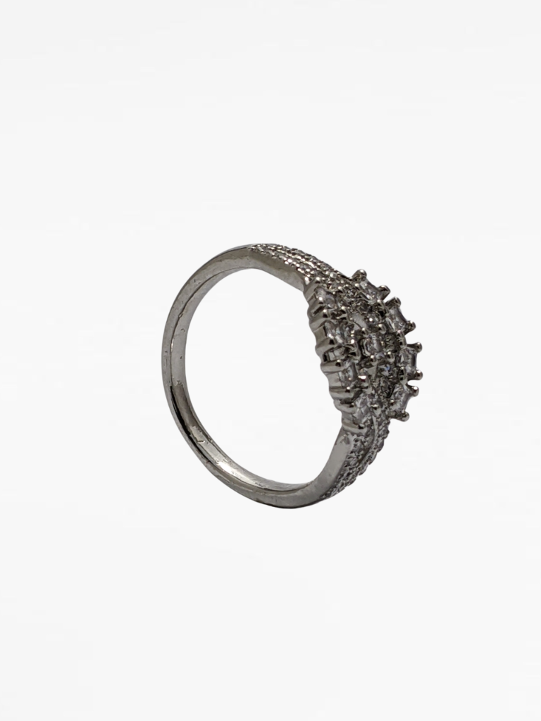 Silver Stainless Steel Cluster Ring