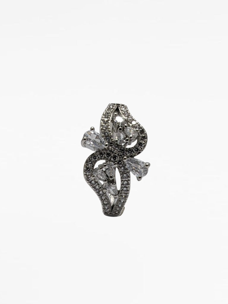 Silver Tone Stainless Steel Cubic Zirconia Ring