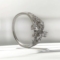 Silver Stainless Steel Crystal Butterfly Ring - Elegant Women's Jewelry