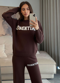 Brown Essential Logo Knitted Top & Wide Leg Trousers Co-ord