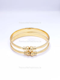Gold Tone Engraved Detail Bangle Bracelet Set