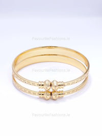 Gold Tone Pattern Detail Bangle Bracelet Set