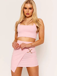 Baby Pink Top & Skirt Buckle Co-Ord Set