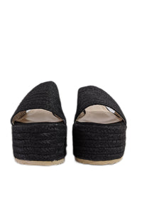 Black Jute Platform Mule Sandals