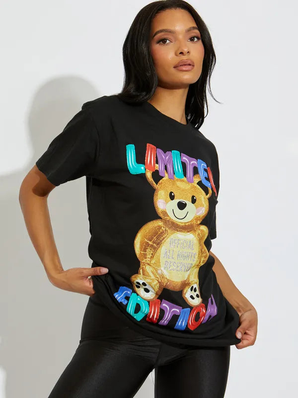 Black Limited Edition Teddy Graphic T-Shirt