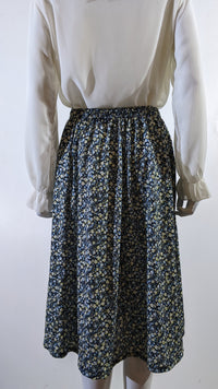 Blue & White Floral Pattern Elasticated Skirt