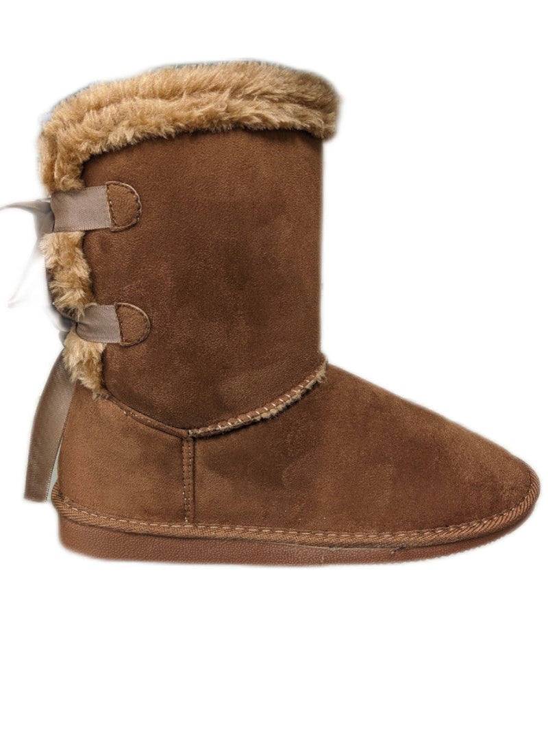 Camel Bows Fur Lined Snugg Boots