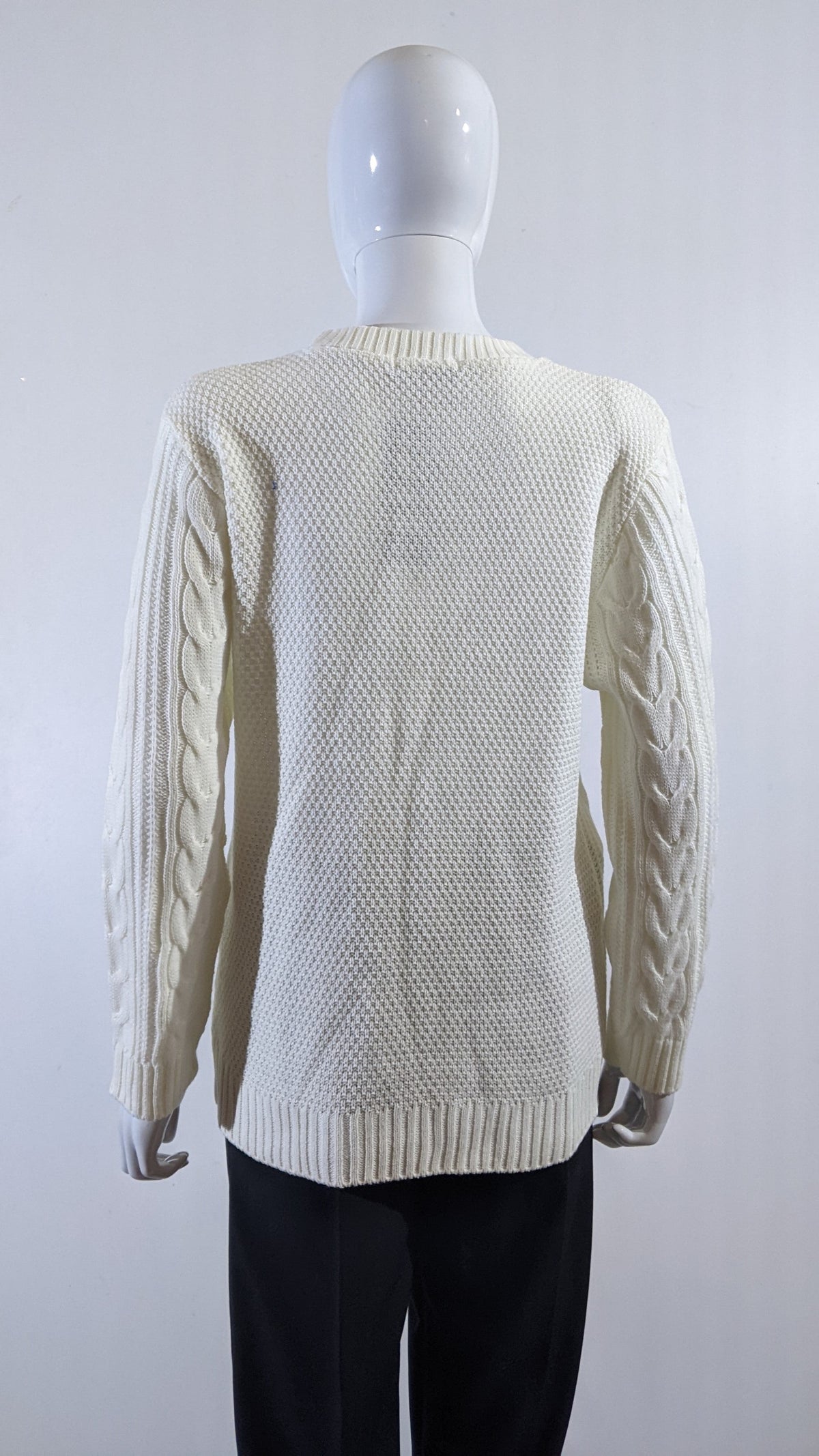 Cream Wide Cable Knit Round Neck Jumper