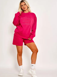 Hot Pink Embroidered San Francisco Sweatshirt & Shorts Co-ord Set