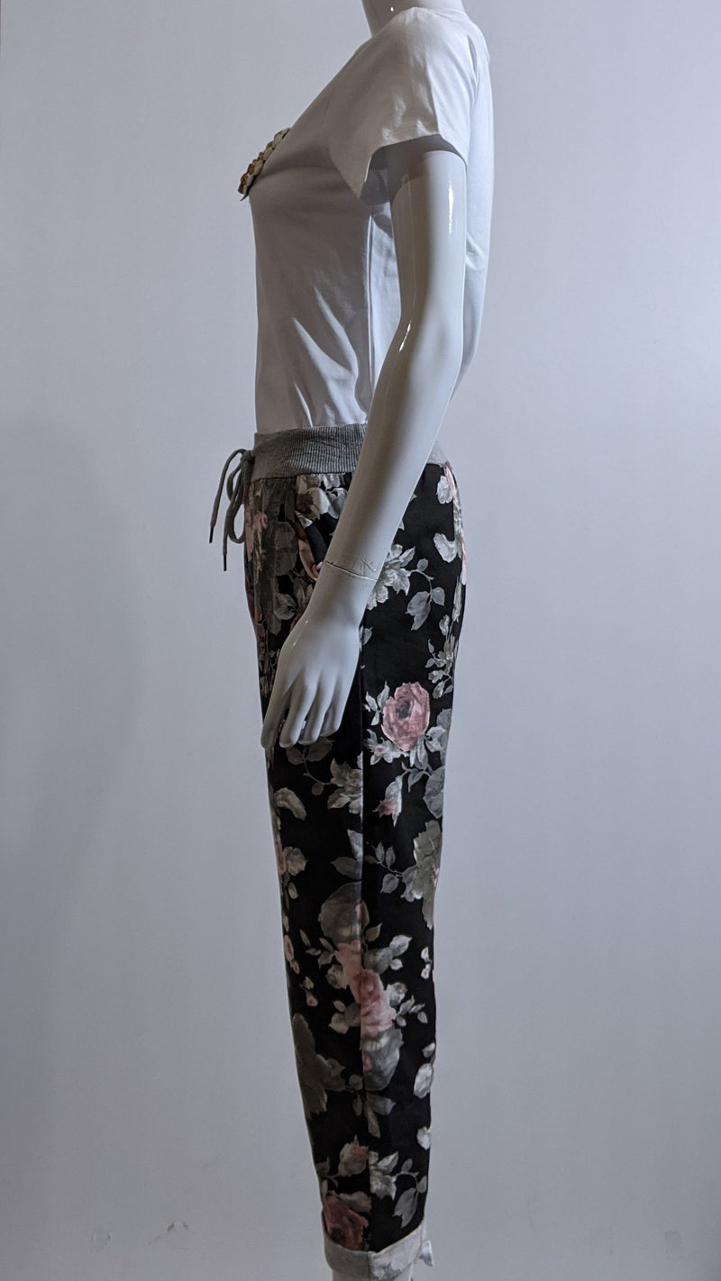 Black Floral Print Trouser