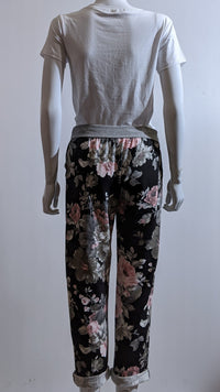 Black Floral Print Trouser