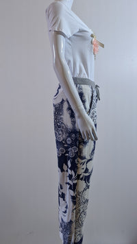Blue Floral Print Trouser