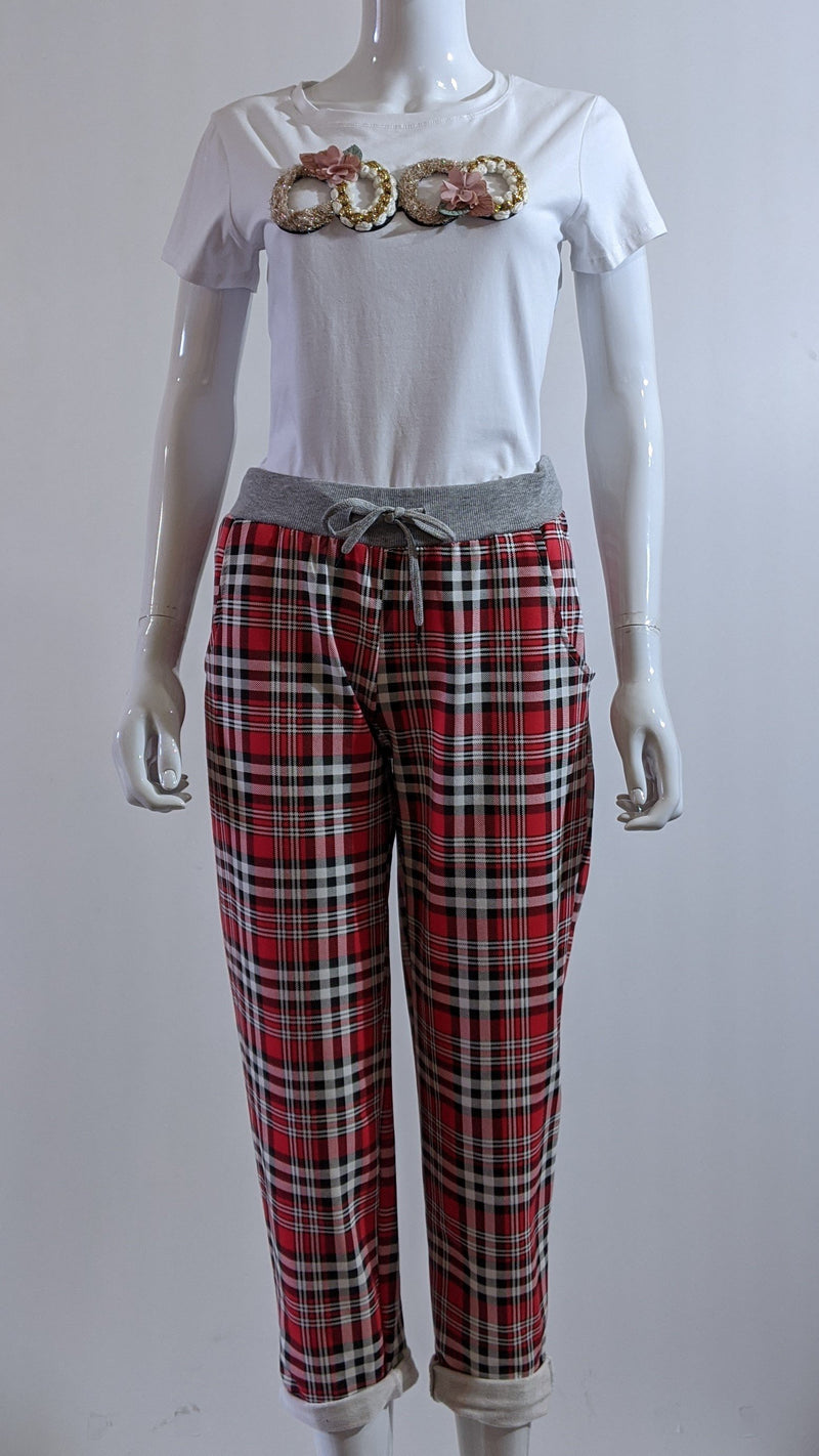 Red Check Print Trouser