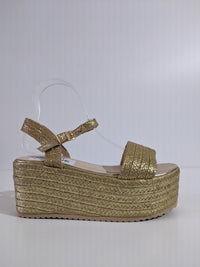 Gold Chunky Platform Espadrille Sandals