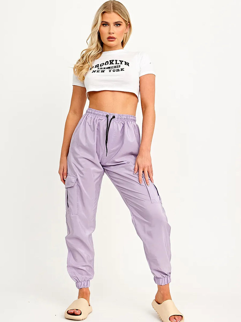 Lilac Purple Lightweight Combat Cargo Pants Trousers