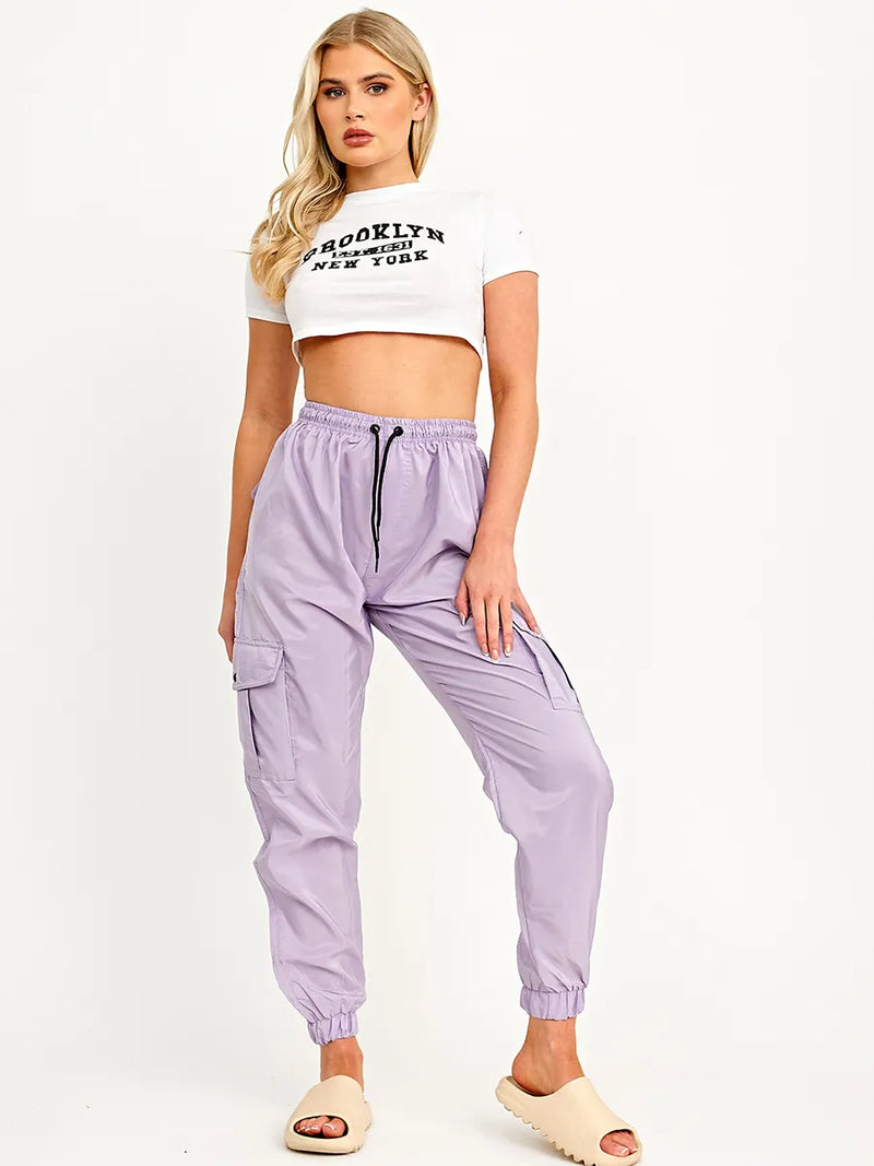 Lilac Purple Lightweight Combat Cargo Pants Trousers