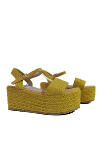 Mustard Platform Braided Espadrille Sandals