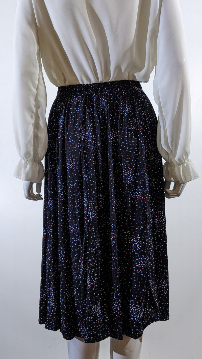 Navy Dotted Pattern Elasticated Skirt