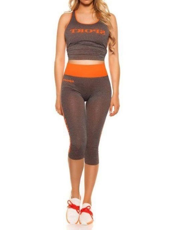 Neon Orange Sport Print Activewear Set