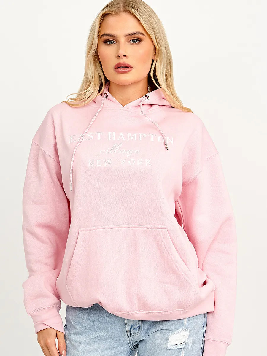 Pink clearance embroidered hoodie