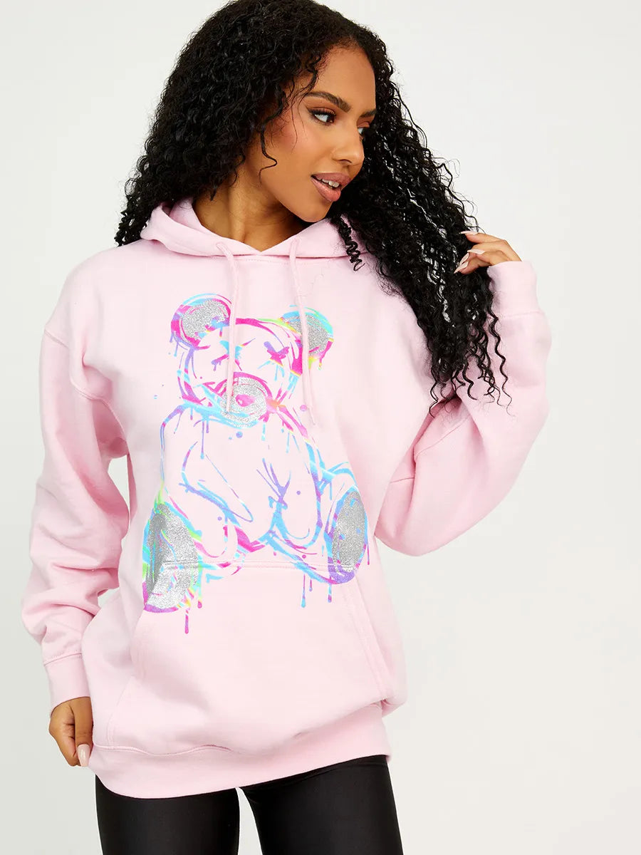 Pink teddy bear sales hoodie