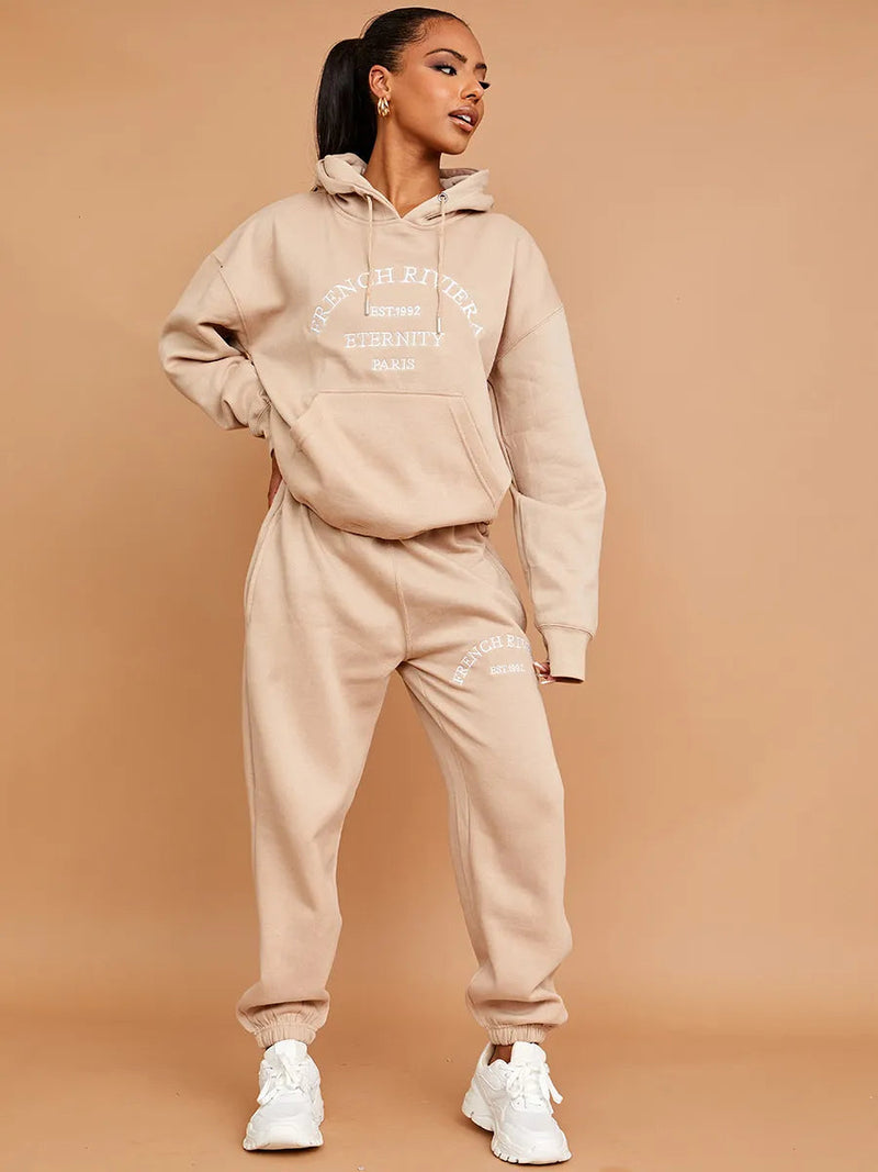 Stone French Riviera Hoodie & Jogger Loungewear Co-Ord Set