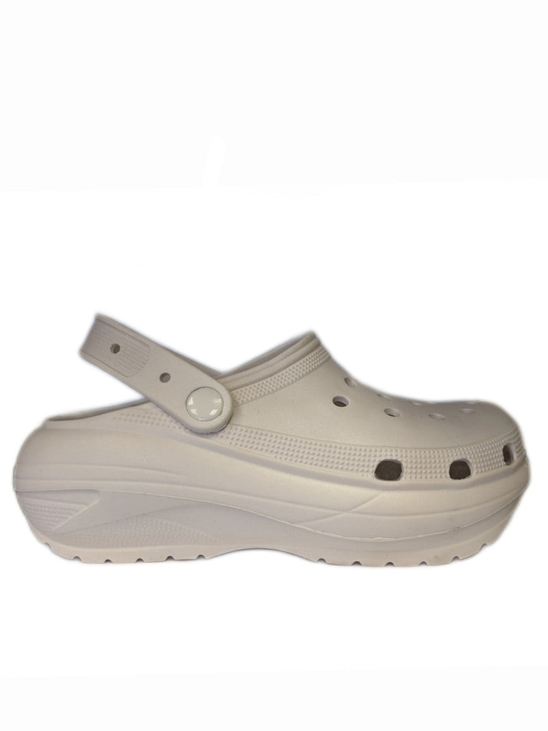 White Comfortable Chunky Platform Sole Clogs