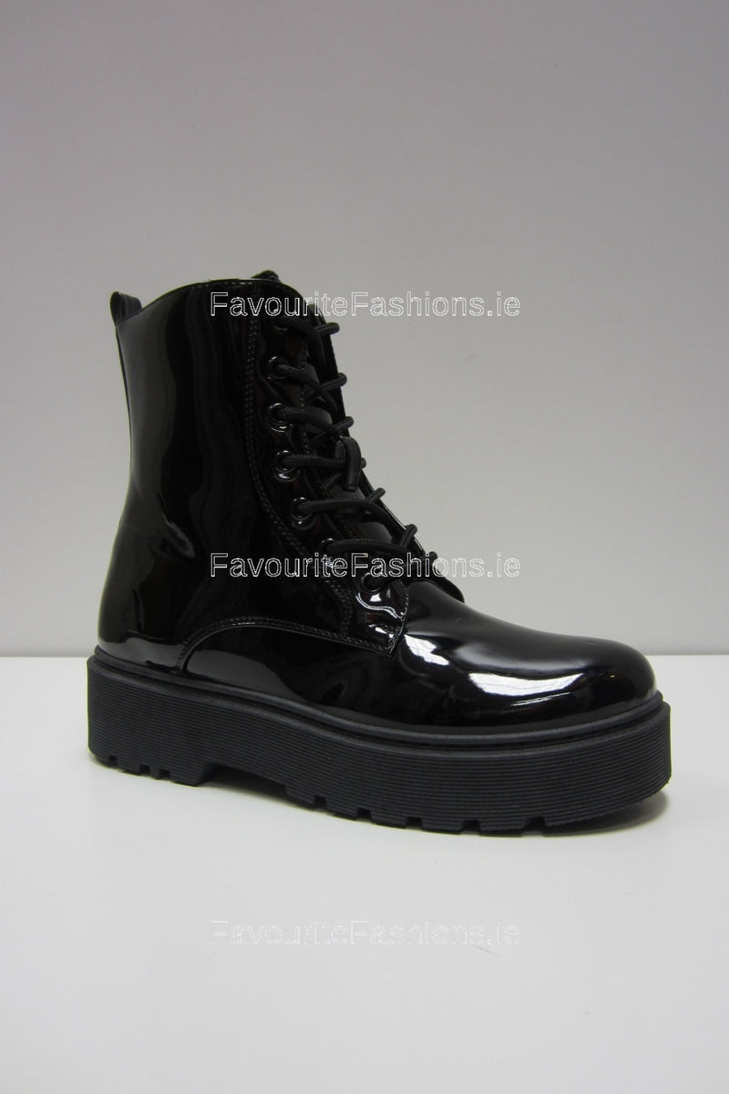 Black Chunky Platform Ankle Boots