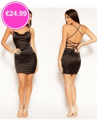 Black Cowl Neck Bodycon Satin Mini Dress