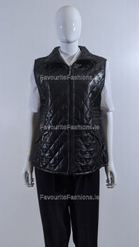 Black Diamond Quilted Waistcoat with Zipped Pockets