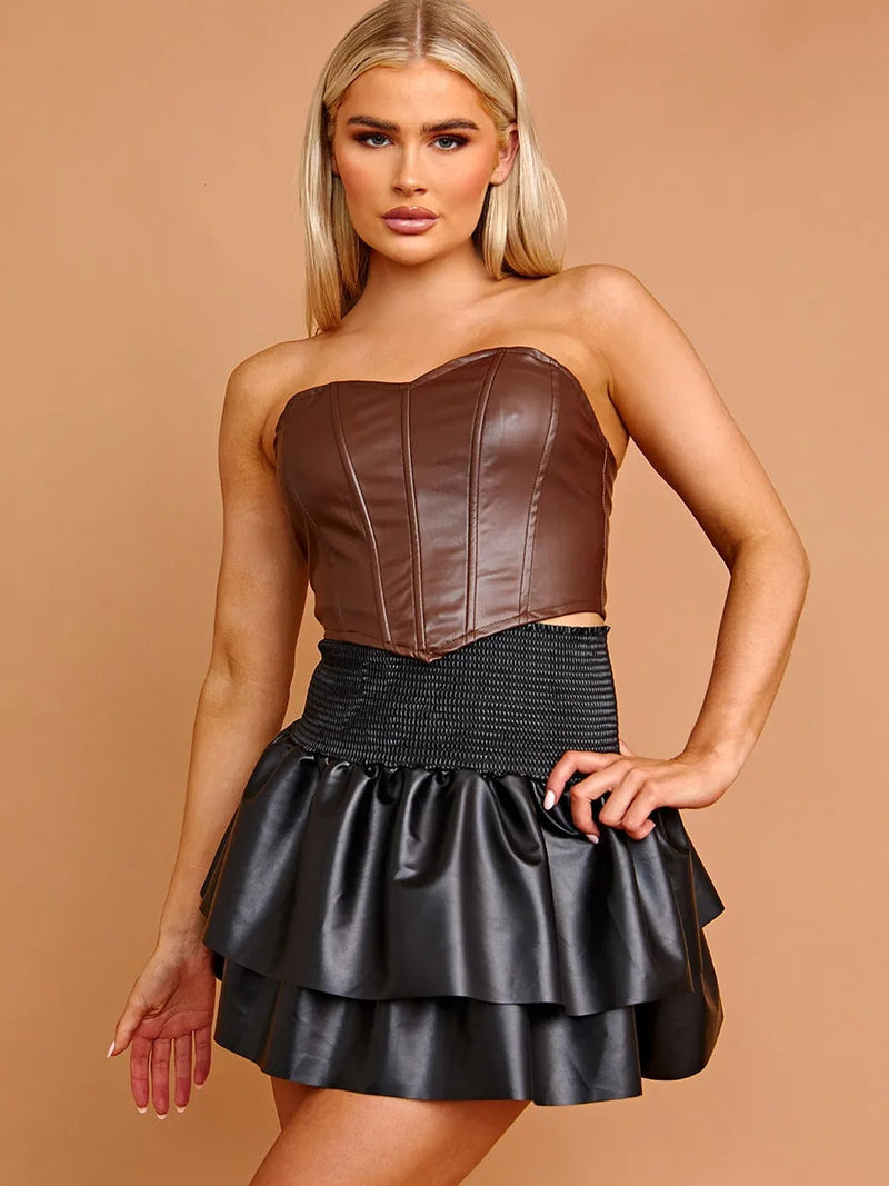 Black Leather Look PU Rara Skirt