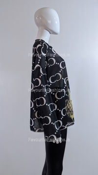 Black Letter Printed Tunic Top