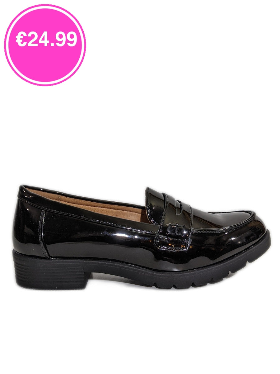 Black Patent Loafers Flat Shoes