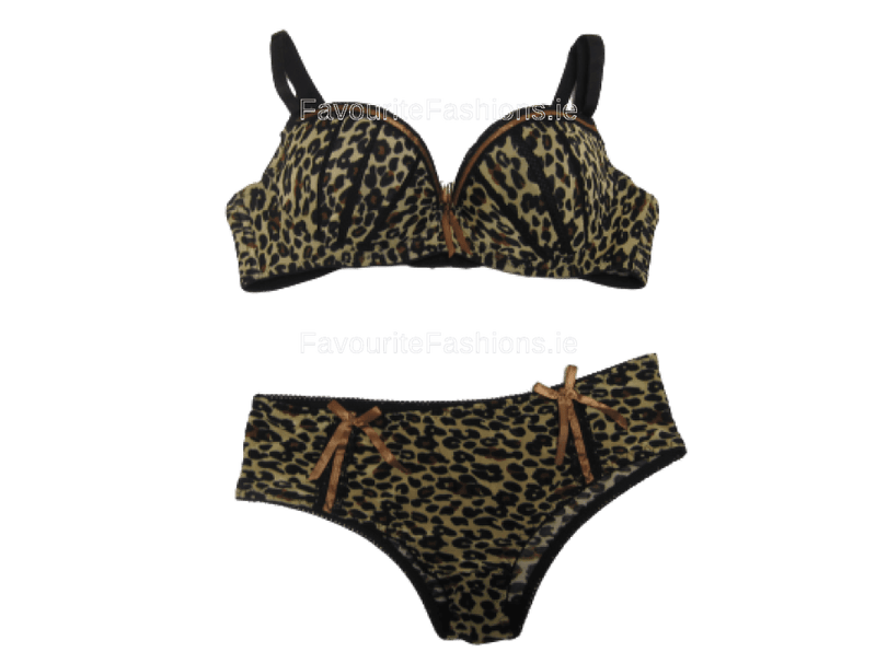 Brown Leopard Print Lingerie Set