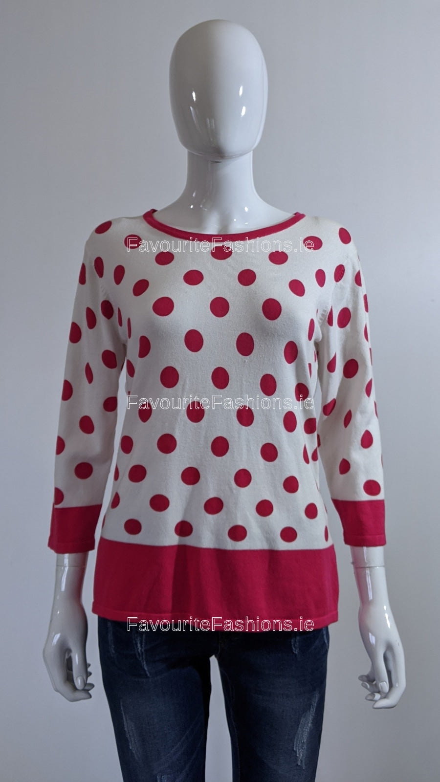 Cerise Pink Polka Dot Jumper – - Main Image