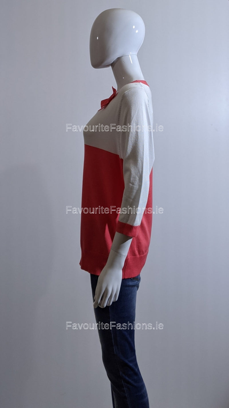 Coral Bow Round Neck Jumper