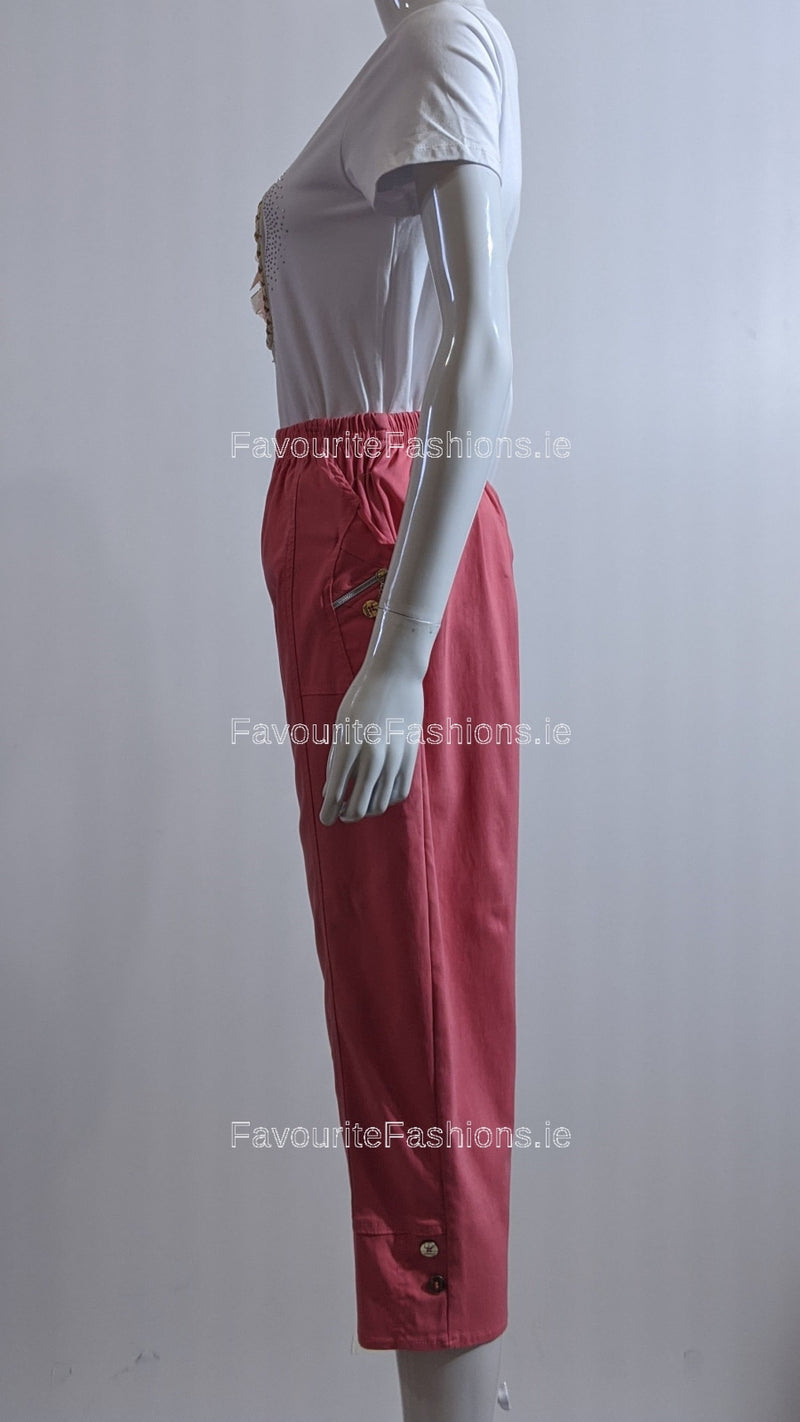 Coral Cropped Cotton Trouser