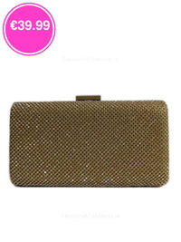Gold Diamante Embellised Clutch Bag