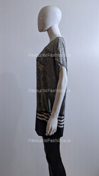 Grey Glitter Denim Design Top