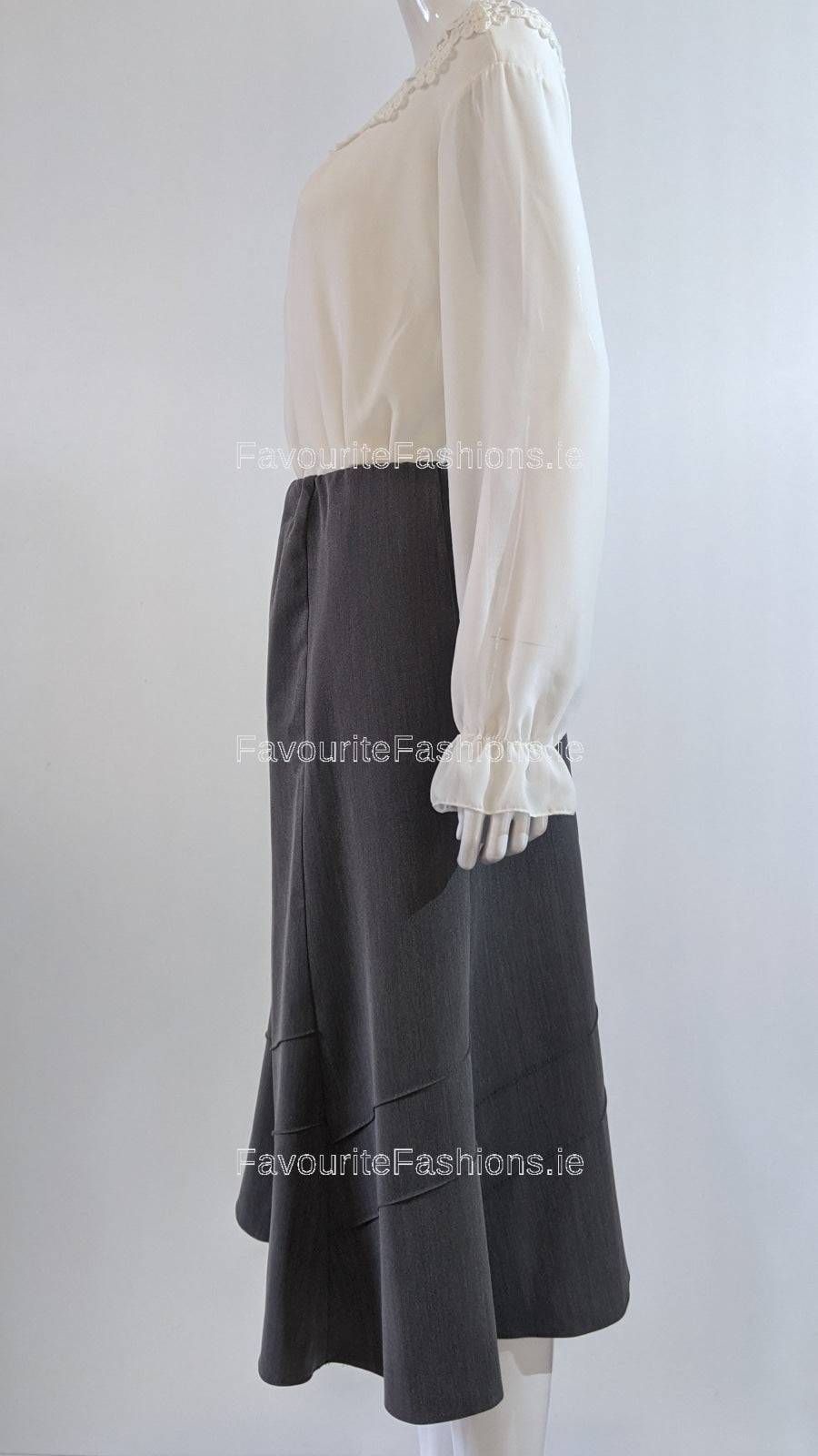 Grey Lined Elasticated A-Line Skirt