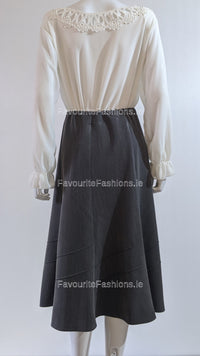 Grey Lined Elasticated A-Line Skirt